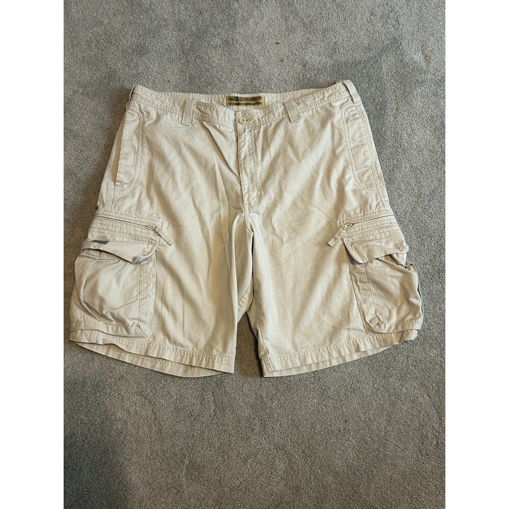Mens Lee Dungarees Mid Rise Khaki Beige 100% Cotton Cargo Shorts Size 40
